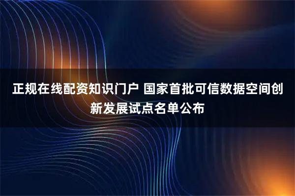 正规在线配资知识门户 国家首批可信数据空间创新发展试点名单公布