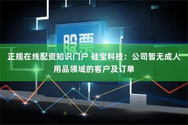 正规在线配资知识门户 硅宝科技：公司暂无成人用品领域的客户及订单